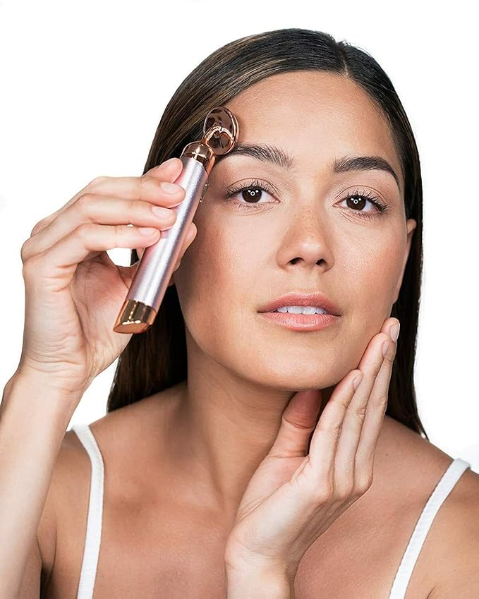 Finishing Touch Flawless Contour Vibrating Facial Roller & Massager, Rose Quartz-Velvo Beauty