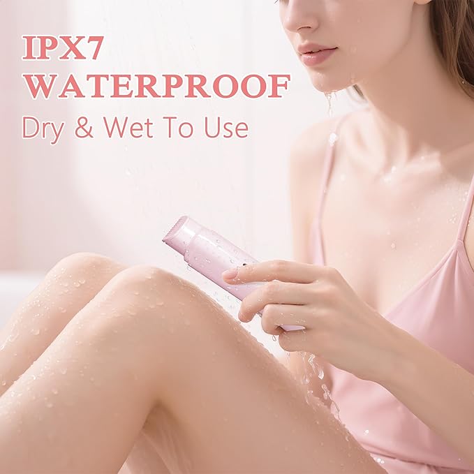 Bikini Trimmer for Women, 2-Speed Electric Razor for Pubic Hair Dual Head Shaver Women IPX7 Waterproof Rechargeable Lady Trimmer for Bikini Underarm Body Leg Face Pink-Velvo Beauty