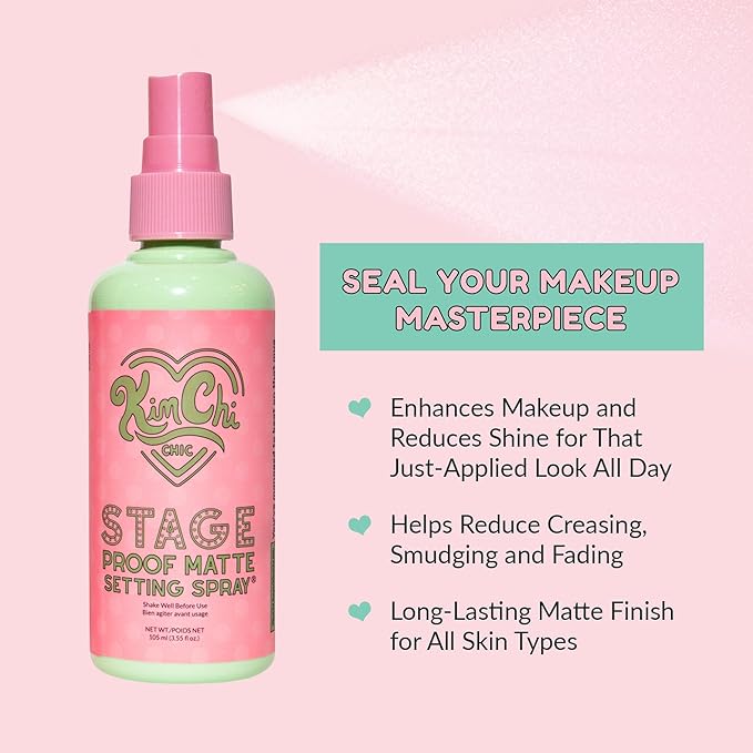 Kimchi Chic Beauty Stage Proof Matte Setting Spray, Makeup Finishing Mist and Fixative for All Skin Types, 3.55 fl oz-Velvo Beauty