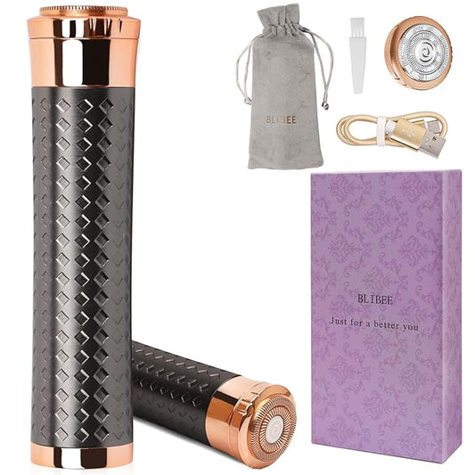 Upgrade Facial Hair Removal for Women, Rechargeable Hair Removal Device, Painless Face Electric Razor/Shaver for Lip, Arms, Face, Peach Fuzz (Black)-Velvo Beauty