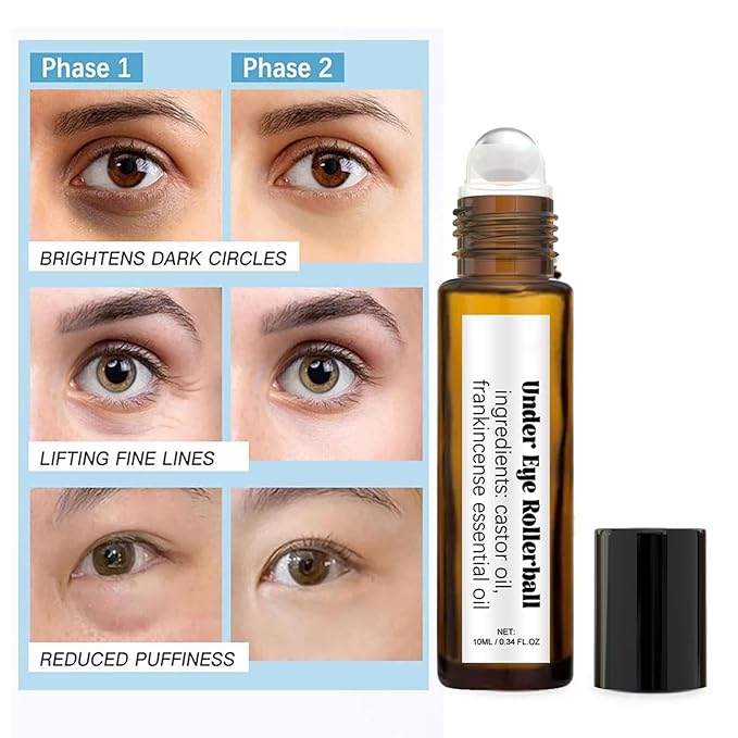Time Eraser Rollerball Castor Oil and Frankincense, Time Eraser Rollerball, Castor Oil and Frankincense Eye Roller for Reducing Dark Circles and Bags Under Eyes-Velvo Beauty