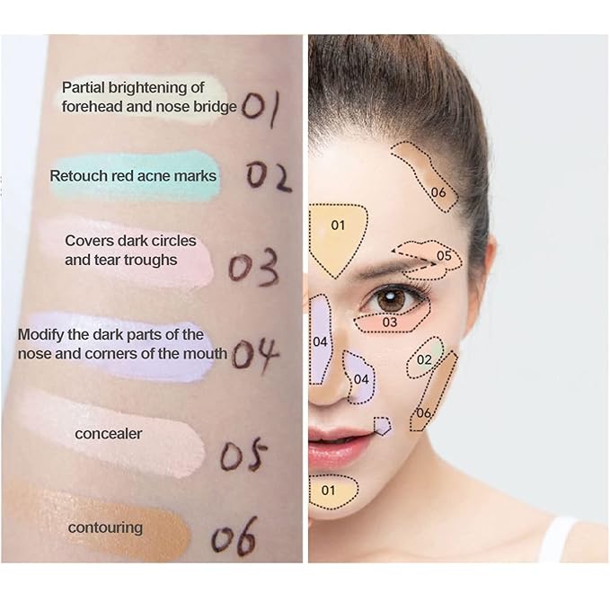 Concealer Contour Palette, Cosmetics Cream Contour and Highlighting Makeup Kit,6 In 1 Contouring Foundation Concealer Palette Conceals Dark Circles,Blemish, Waterproof Long-Lasting-Cruelty Free (#01)-Velvo Beauty