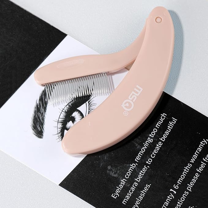 Eyelash Comb MSQ Eyelash Separator Tool Eyelash Comb Separator Folding Eyelash Brush Separator Lash Comb for Eyelash Makeup Brush (khaki)-Velvo Beauty