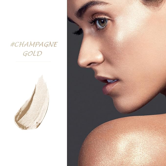 Highlighter Makeup Palette Shimmer Contour Palette Powder for Brighten Face Contour Gold Cheek Highlight Makeup,Long Lasting Highlighter Powder with Mirror for Illuminator Makeup(CHAMPAGNE GOLD)-Velvo Beauty