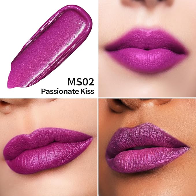 Oulac Matte Liquid Purple Lipstick for Women, Fuchsia Long lasting Lip Stain, Waterproof Highly Pigmented Creamy Formula Lipstick with Vitamin E, Vegan & Cruelty-Free, 4.5ml (MS02)-Velvo Beauty
