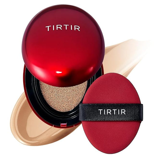 TIRTIR Mask Fit Red Cushion Foundation | Full coverage, Weightless, Skin fit, Satin Glow Finish, Korean Makeup, beauty, Tattoo cover up, Buildable (#33N Macchiato / 0.63 Fl Oz)-Velvo Beauty