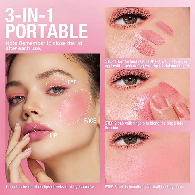 Cooling Water Jelly Tint Blush,4 Colors Multi-Use Tint Blush Makeup Stick Watercolor Finish for Lips and Cheek Stain, Moisturising Waterproof Non-Stick-Velvo Beauty