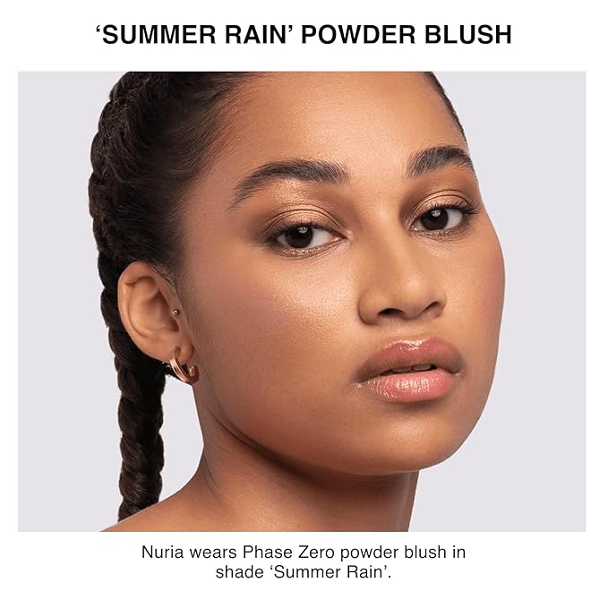 Makeup Powder Blush for cheeks | "Summer Rain" | 4g / 0.141oz | Cruelty-Free, Vegan, Clean Beauty | Buildable & Blendable for Natural, Healthy Glow | Coral, Peach & Golden Hues-Velvo Beauty