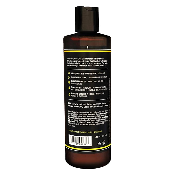 Barrel and Oak - Caffeinated Thickening Shampoo, Biotin Shampoo, Hair Care for Men, Strengthens & Hydrates, Biotin for Thicker Hair, Essential Oil-Based Scent, Vegan (Coffee & Citrus, 16 oz)-Velvo Beauty