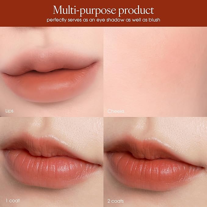 AIR LIPS 823 TASTY BROWN, Lip & Cheek, Natural Soft Matte Finish & Buildable, Airy Formula (1.2g, 0.003 oz.)-Velvo Beauty