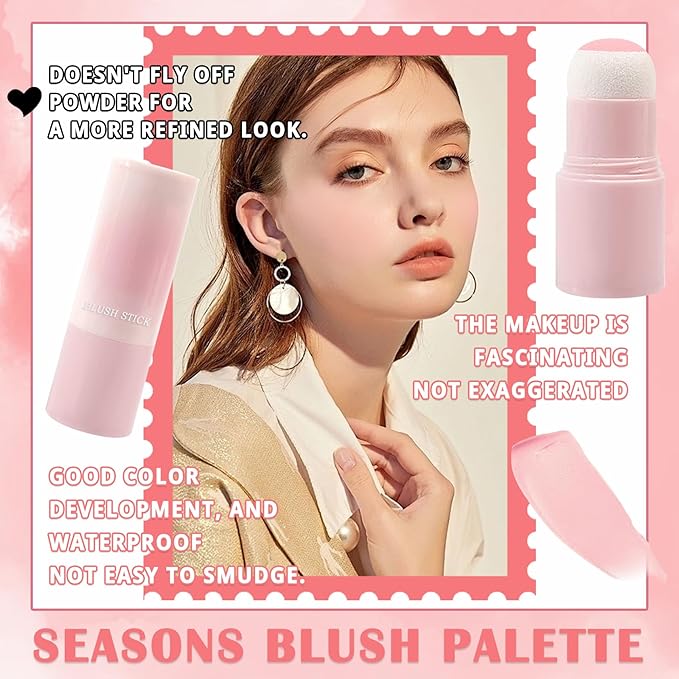Blush Stick for Cheeks,Face Matte Contour Blush Makeup,Buildable Shimmer Facial Cheek Blusher Shades,Blendable Cosmetic Makeup Blush 01-Velvo Beauty