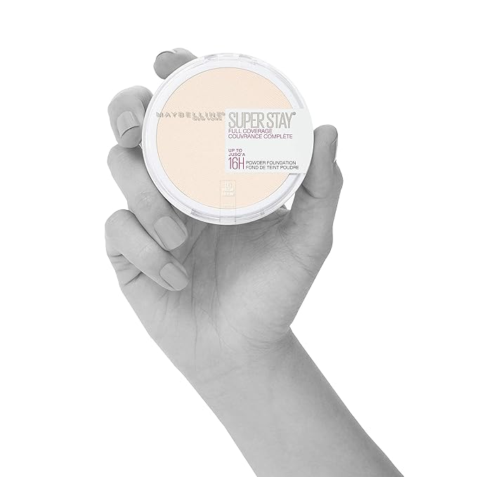 Maybelline Super Stay Full Coverage Powder Foundation Makeup, Up to 16 Hour Wear, Soft, Creamy Matte Foundation, Porcelain, 1 Count-Velvo Beauty