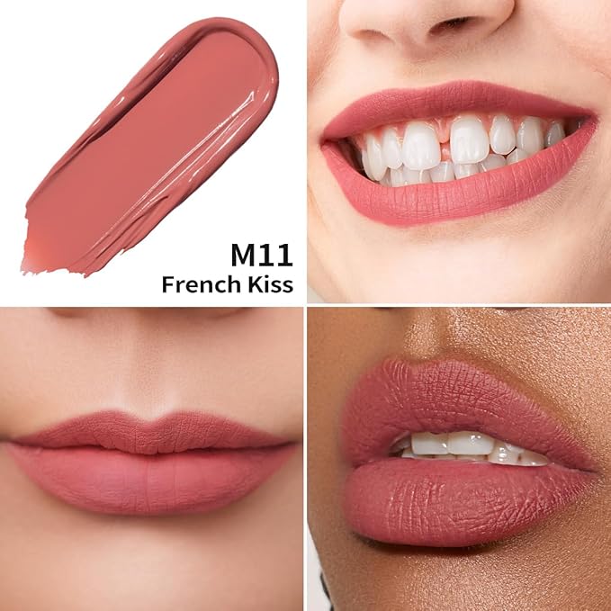 Oulac Matte Liquid Pink Nude Lipstick for Women, Long Lasting Lipstick Waterproof Lip Stain, No Transfer, Creamy High Pigmented Formula with Rose Oil, Vegan & Cruelty-Free, Coral Pink M11-Velvo Beauty