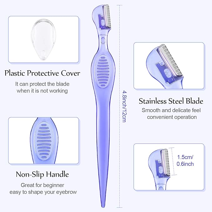 Mudder 21 Pcs Eyebrow Razor Eyebrow Shaver Facial Razor Multipurpose Face Trimmers with Precision Cover for Women Makeup Care Tools(Rose Red, Blue, Purple)-Velvo Beauty