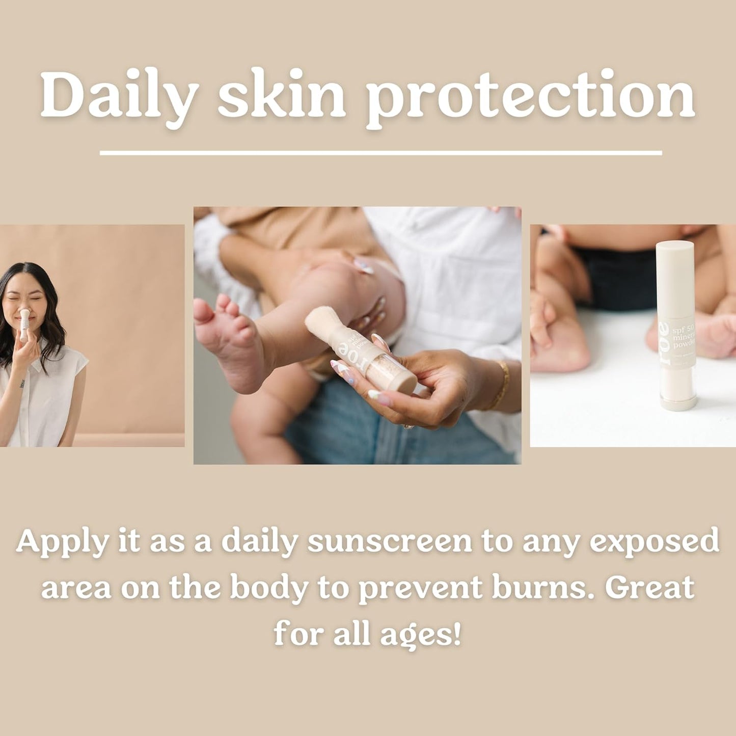 Roe Wellness- Kids SPF 50 Brush On Mineral Sunscreen Powder EWG, Reef-Friendly, Easy to Apply for Kids, Babies & Parents-Velvo Beauty