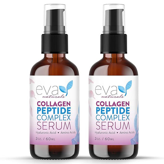 Collagen Peptide Serum for Face – Anti Aging Facial Treatment with Peptides & Hyaluronic Acid – Gentle for Sensitive Skin, Microneedling Pen, Derma Roller, Skin Firming & Hydrating (2 Oz) (2 Pack)-Velvo Beauty