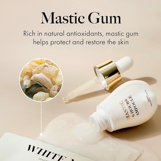 MASTINA White Mastic Ampoule Sheet Mask (4pc) Illuminating, Radiance-Boosting. Ultra-Moisturizing Facial Mask. Intensive Korean Skin Care. Fermented Mastic Gum-Velvo Beauty