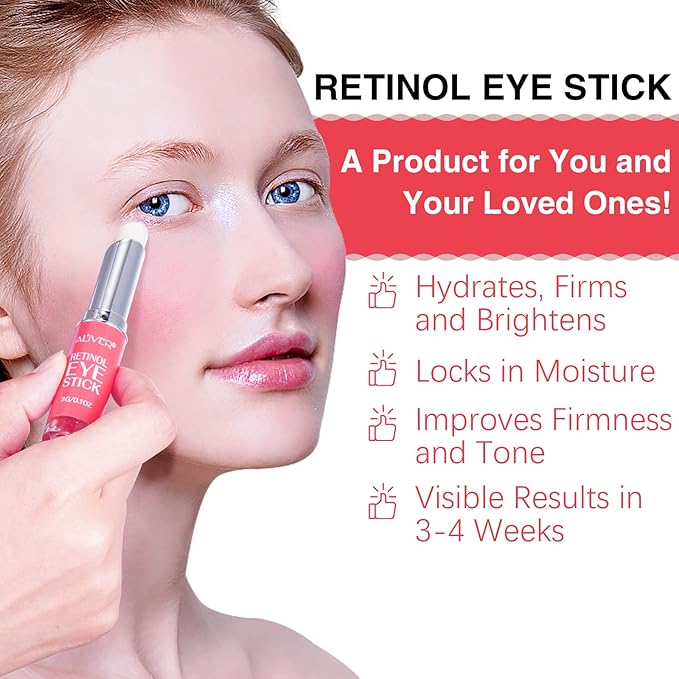 Retinol Eye Stick, Retinol Eye Cream for Dark Circles and Puffiness, Under Eye Cream, Eye Brightener Stick, Reduce Wrinkles Fine Lines and Bags under Eyes Brighte Hydrate & Firm Eyes-Velvo Beauty