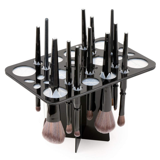 Acrylic Makeup Brushes Drying Rack, Brushes Dryer, Collapsible Holder Stand Tree Tray Support Display for Makeup Artist Nail Brushes Paintbrushes Makeup Lovers, 28 Slot, Black, Unisex-Velvo Beauty