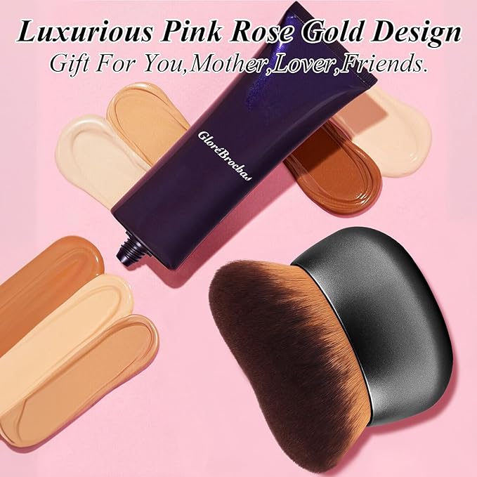 75MM Extra Large Self Tanner Kabuki Makeup Brush – Ultra Soft Dense Vegan Bristles for Body Makeup, Bronzer & Foundation–Applies Tanning Mousse, Lotion & Self Tanner–Black, Wet & Dry-Velvo Beauty