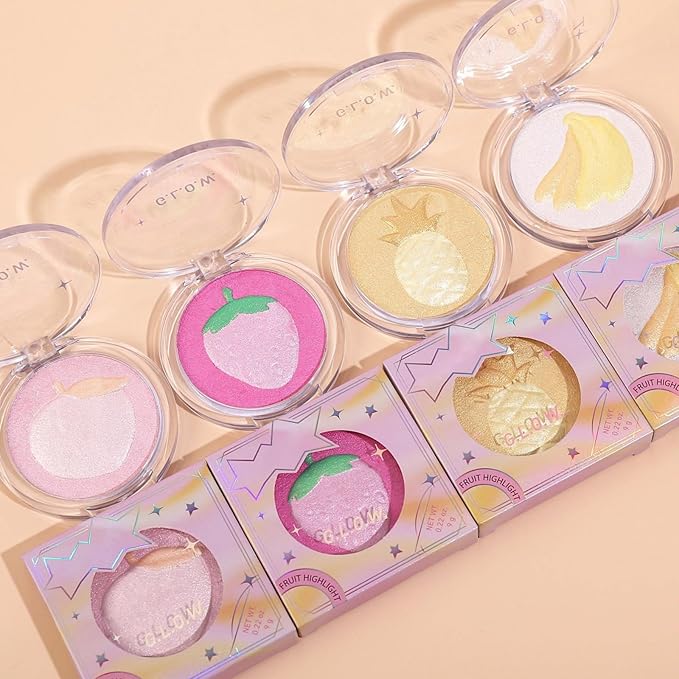 Highlighter Makeup Palette Face Highlighter Palette Glitter Highlighter Powder Palette Iluminadores de Maquillaje for Face Highlighters & Illuminator (Pink)-Velvo Beauty