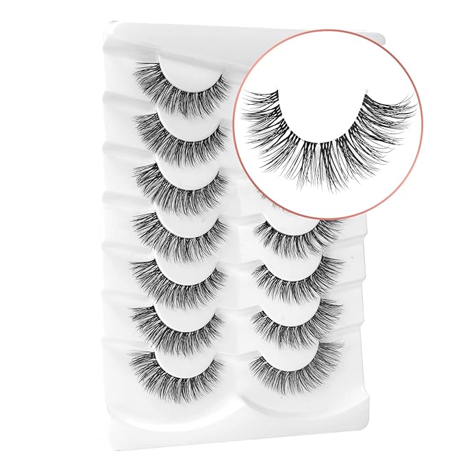 Onlyall Natural Eyelashes Mink False Eyelashes Natural Wispy Lashes Soft Clear Band Lashes Fluffy False Lashes 14MM A11-Velvo Beauty