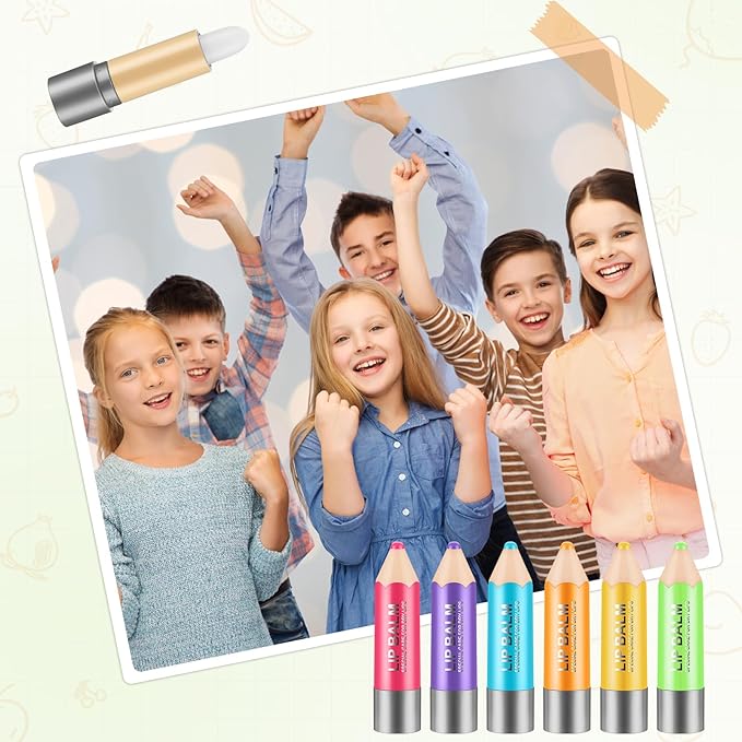 48 Pcs Lip Balms Gift Crayon Sign Fruit Taste Lip Balm for Teachers Students Soothing and Moisturizing Lip Balms for Chapped Lip Crayon Shape Classroom Rewards Party Supplies-Velvo Beauty