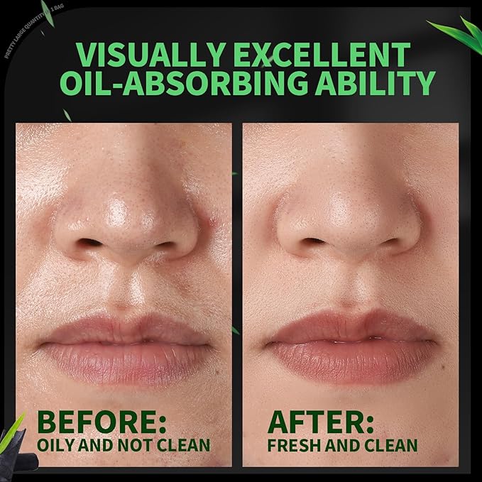 Blotting Paper for Oily Skin, Natural Bamboo Charcoal Blotting Paper, Oil Blotting Sheets for Face, 100 * 70MM Large Oil Absorbing Sheets Makeup Face Tissues, 200 Counts-Velvo Beauty
