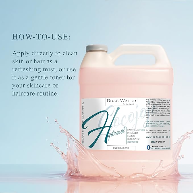 Rose Hydrosol Spray Cleansing Non GMO Facial Toner for Face Body Locs Rose Water Hydrating Face Mist, for Hydration Pure & Natural Hydrosol for All Skin Types - COCOJOJO - Bulk 128 OZ - 1 Gallon-Velvo Beauty
