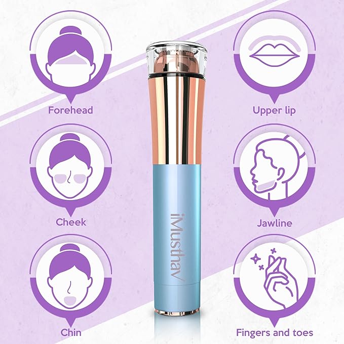 Portable Flawless Facial Hair Remover for Women – Painless, Fast & Precise Flawless Electric Razor & Epilator for Face, Lips, Chin Hair Removal – 18K Gold-Plated, 360° LED Light-Velvo Beauty