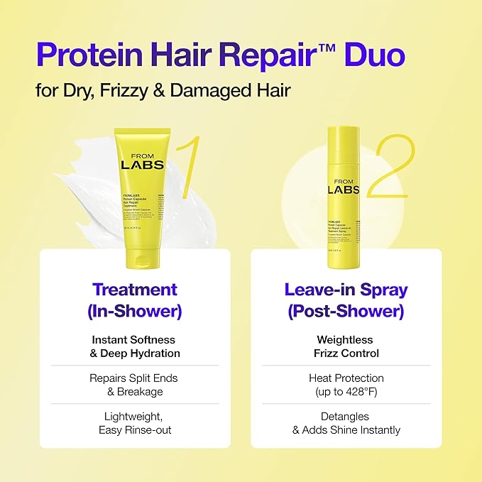 Protein Capsule Hair Repair Treatment, 3-Minute Keratin Hair Mask & Deep Conditioner for Damaged, Repair & Strengthen, Instant Detangling, Anti-Frizz, Low-pH, Fine-Hair Safe, 6.76 fl oz-Velvo Beauty