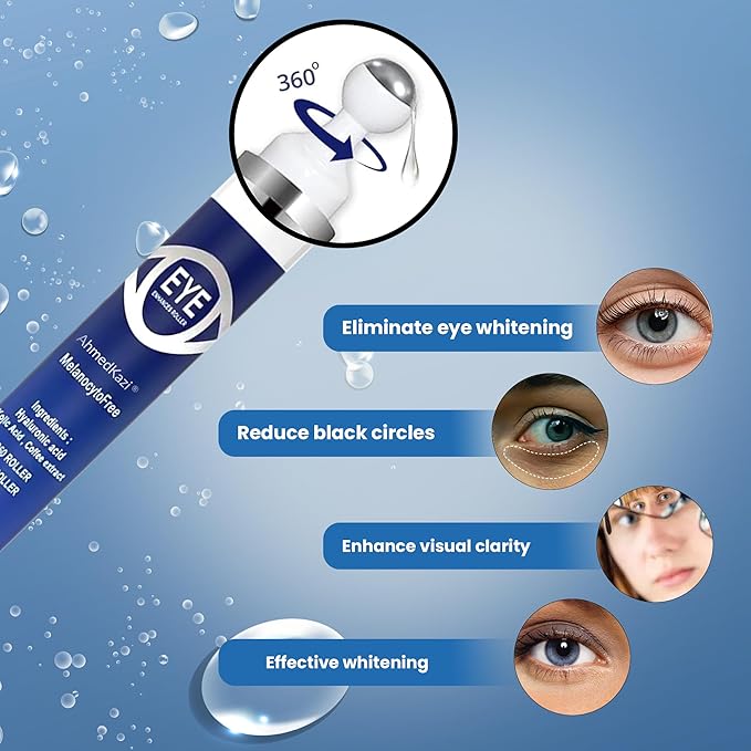 5% Caffeine Eye Serum and Under Eye Roller Cream with 360° Massage Ball for Dark Circles and Puffiness | Under Eye Bags Reduce Wrinkles & Fine Lines | Suitable for All Skin Types | Aloe Scented-Velvo Beauty