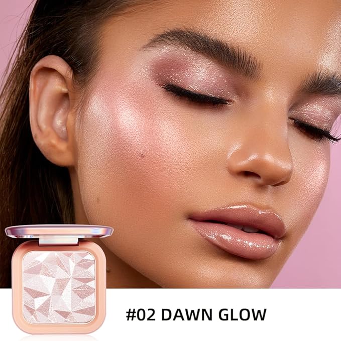 ELESSY Highlighter Makeup Palette Glitter Pink Highlighter Palette Shimmer Highlighter Powder Suit All Skin Tones-DAWN GLOW-Velvo Beauty