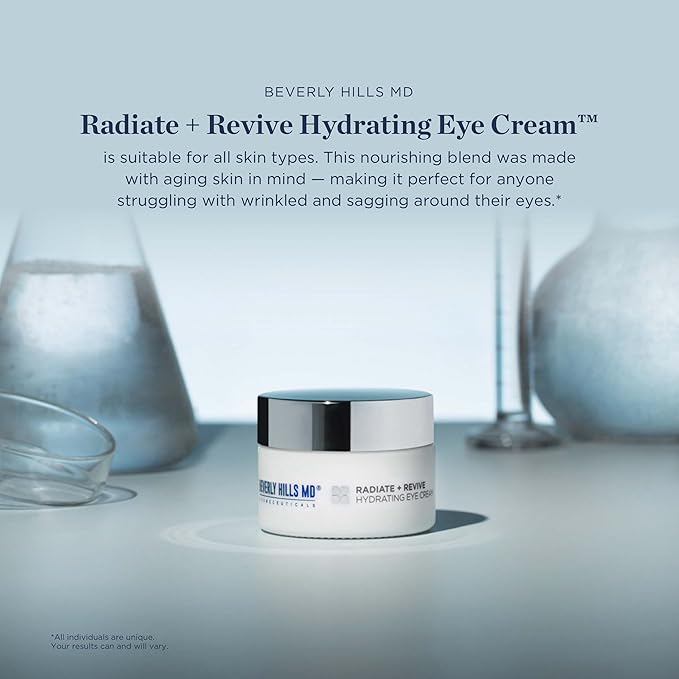 Radiate + Revive Hydrating Eye Cream- Rejuvenate Tired Eyes w/Algae to help Sagging, Hollowing, & Wrinkles- Lift Eyes, Firm Skin, Plump Complexion w/Antioxidants and Pearl Powder-Velvo Beauty