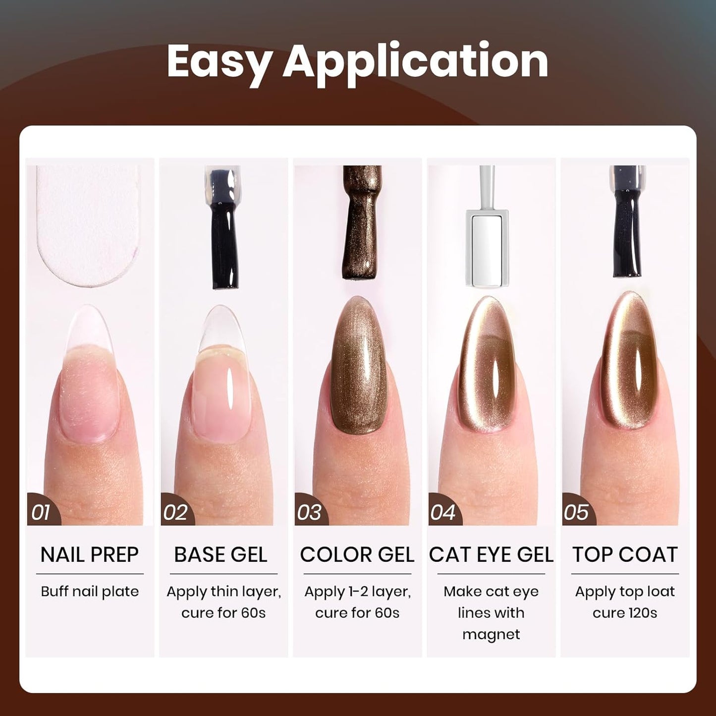 Beetles Brown Cat Eye Gel Nail Polish - Aurora Mocha Cat Eye Gel Polish, 15ML Blue Powder Brown Glitter Fall Gel Polish Magnetic Shimmer Effect Soak Off UV Nail Art Design Manicure Gifts for Women-Velvo Beauty