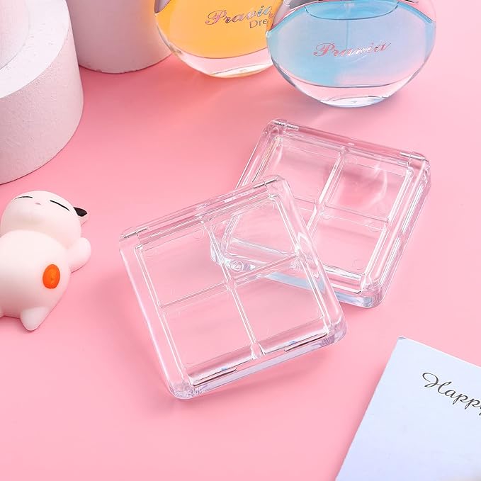 Beaupretty 8 Pieces Empty Eyeshadow Pallet 4 Grids Eye Shadow Lipstick Storage Case Box Clear Makeup DIY Cosmetic Organizer Container-Velvo Beauty