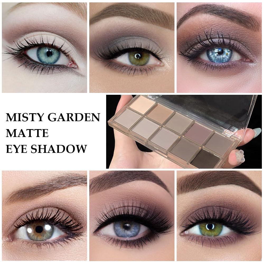 10 Colors Nude Gray Taupe Matte Eyeshadow Palette,Neutral Nude Eye Shadow Palette,Long Lasting Waterproof Travel Size Makeup Pallete,Vegan,Cruelty -free-Velvo Beauty