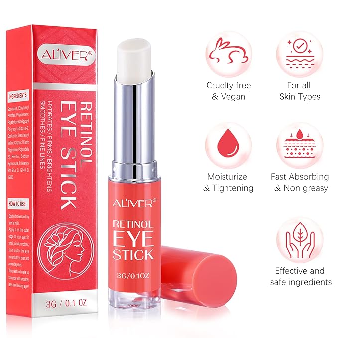 Eye Brightener Stick, Eye Cream for Wrinkles, Vitamin A, C, E and Peptides Minimizes Smoothens Wrinkles in 3-4 weeks (Retinol Eye Stick)-Velvo Beauty