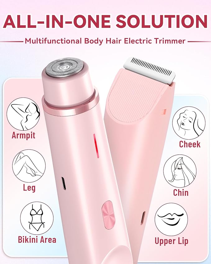 Dermave Bikini Shaver 2.0, Electric Bikini Trimmer for Women Pubic Hair, 2 in 1 Dual Head Body Hair Electric Razor, Waterproof, Wet/Dry-Velvo Beauty