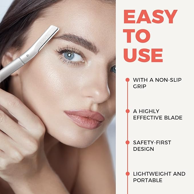 ZOMCHI Eyebrow Razor, Face Razors for Women&Men, Eyebrow Trimmer Shaper with Precision Cover,Facial Shaver with 6 Blades (Silver)-Velvo Beauty