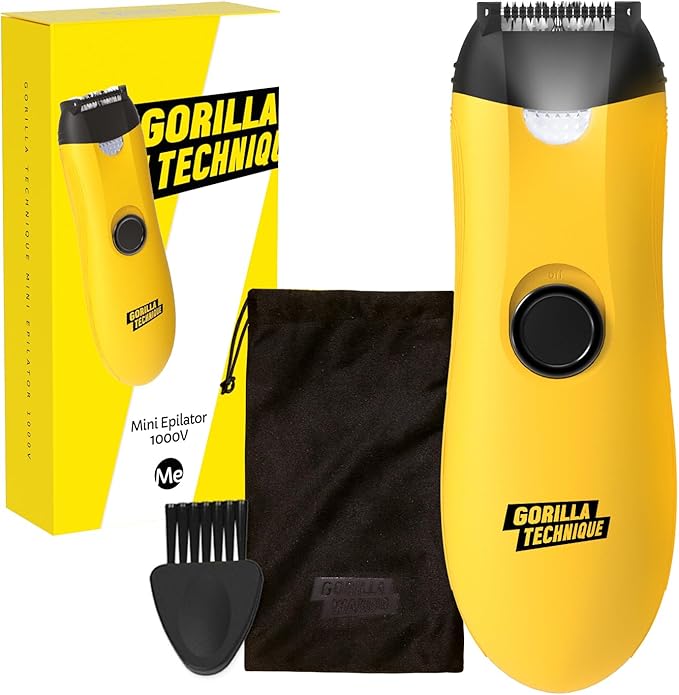 Gorilla Technique Mini Epilator 1000V, Pain Relief Roller, Facial & Body Hair Removal Device, Electric Tweezers for Women & Men, Specialized for Narrow and Sensitive Area, Korean Skin Care - 1000V-Velvo Beauty