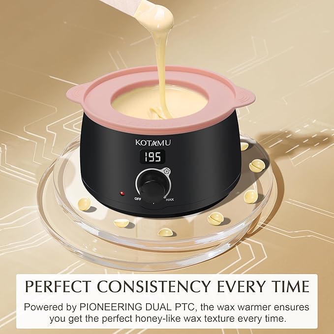 KOTAMU Waxing Kit Black Digital Wax Kit for Women Men Sensitive Skin Hard Waxing Pot for Eyebrow Face Leg Underarm Coarse Soft Hair Removal Professional Wax Warmer with 25 Accessories for Home Salon-Velvo Beauty