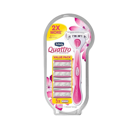 Schick Quattro Women's Razor Value Pack - 1 Handle & 5 Refills-Velvo Beauty