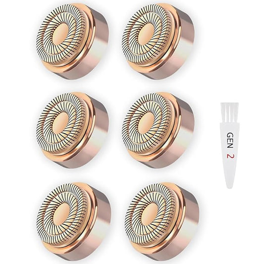 Gen 2 Replacement Heads for Flawless Facial Hair Remover, Shaver Pro Replacement Blades Heads Compatible with Finishing Touch Flawless Hair Removal for Woman Face,As Seen on TV.(6 Pack)-Velvo Beauty