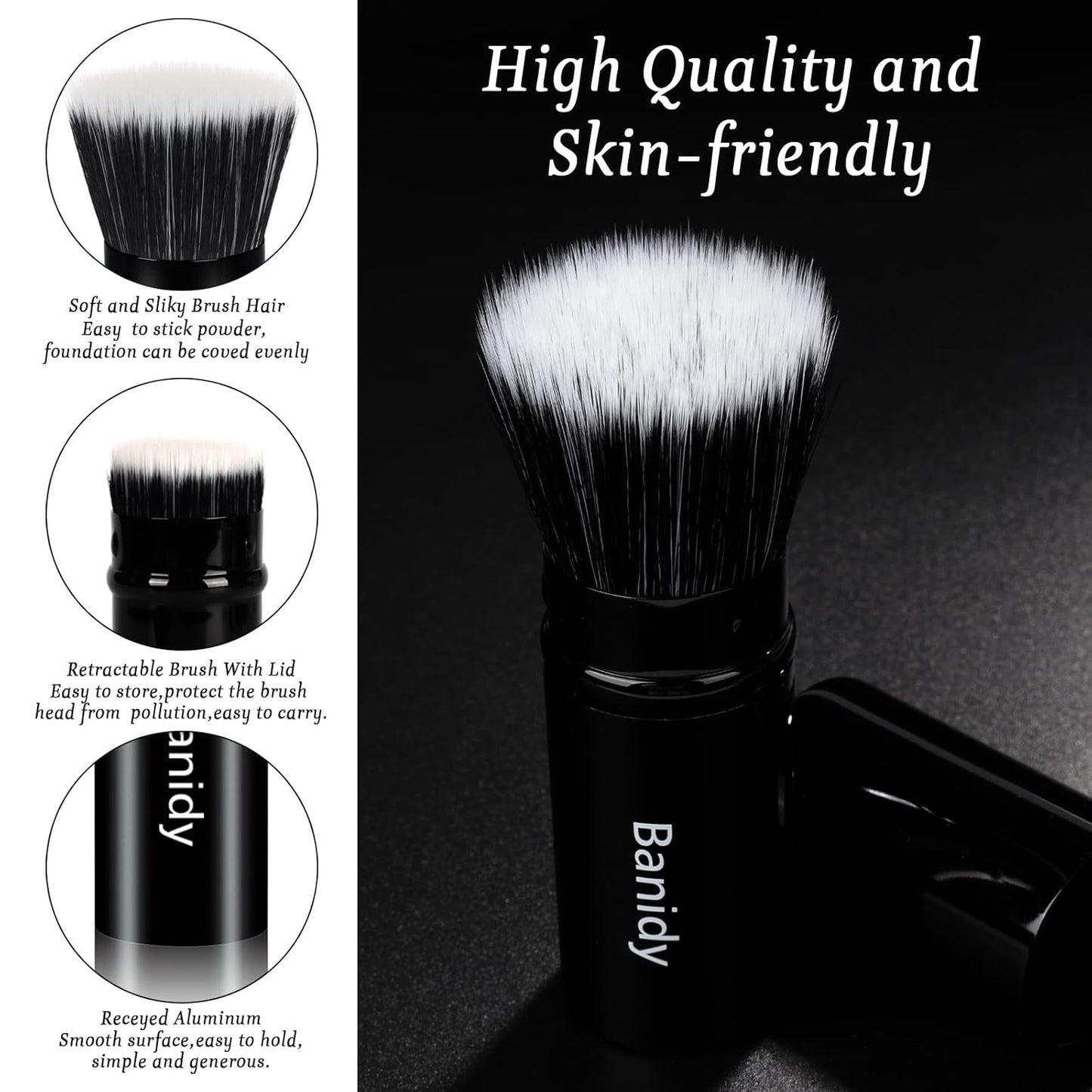 Foundation Makeup Brush Flat Top Kabuki Face Blush Liquid Powder Foundation Brush Retractable Travel Brush for Blending Liquid, Cream or Flawless Powder Cosmetics-Velvo Beauty