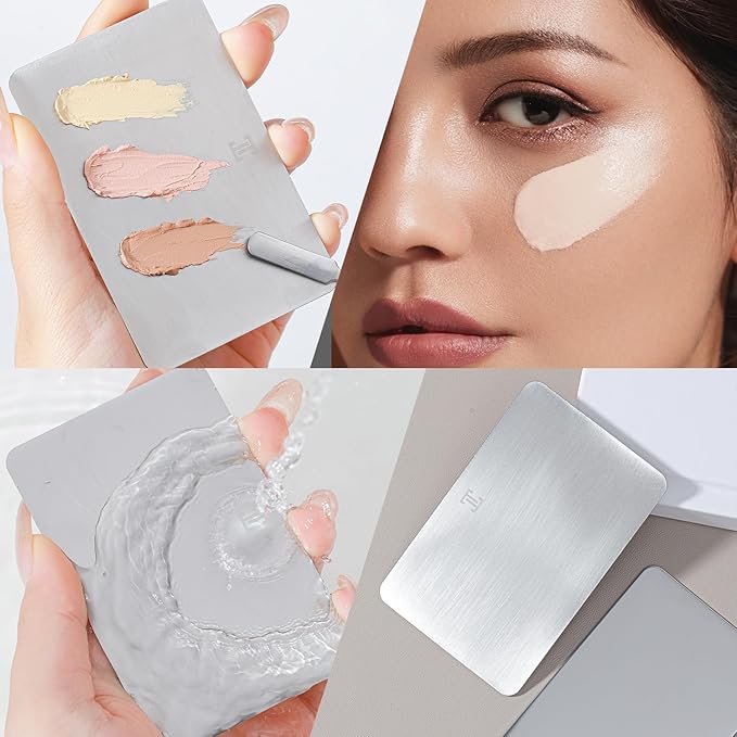 Foundation Makeup Spatula Mixing Makeup Palette Spatula Foundation Brush, Makeup Spatula and Palette Set, Spatula for Makeup Professional Makeup Tool(Foundation Bruh+Spatula+Palette)-Velvo Beauty