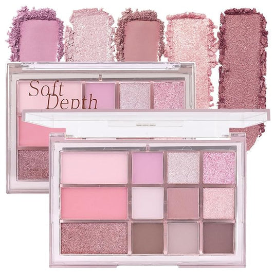 12 Colors Nude Brown Pink Matte Shimmer Eyeshadow Palette for Eye Makeup,High Pigmented Tan Purple Eye Shadow Primers Powder Palet de sombras de ojos-Velvo Beauty