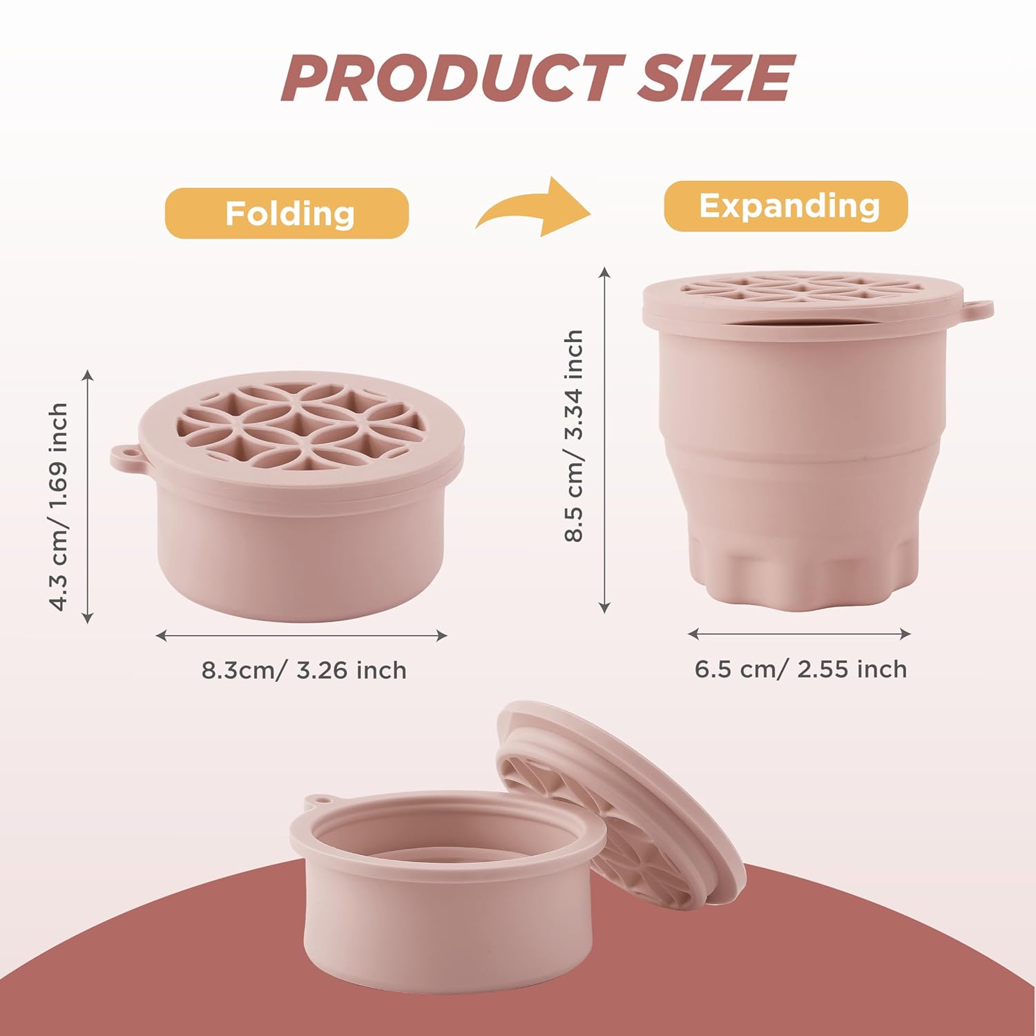 Makeup Brush Cleaner - Foldable Silicone Makeup Brush Cleaner Mat with Brush Storage Holder Makeup Brush Cleaning Bowl Cosmetic Brush Washing Tool for Cleaning Organizer and Drying (Nude Pink)-Velvo Beauty