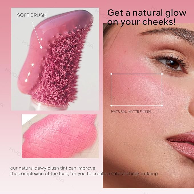 KYDA Liquid Blush, Matte Tinted for Cheeks, Lasting Dewy Finish, High Pigment Soft Creamy Blush, Blendable Lightweight Cover-Cool Pink-Velvo Beauty