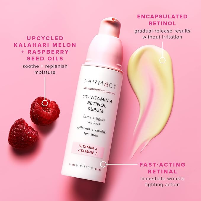 Farmacy Retinol Serum for Face - 1% Vitamin A Anti Aging - Resurfacing Wrinkle Formulated with Encapsulated Retinol + Ceramide NP to Prevent Moisture Loss + Replenish Skin Barrier (30ml)-Velvo Beauty
